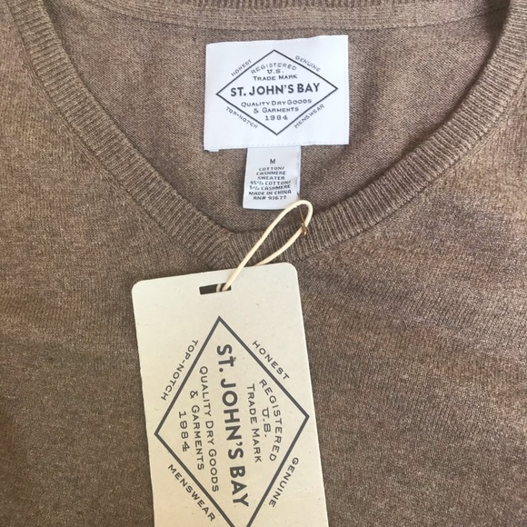 St. John’s Bay Heather Brown V-Neck Sweater - Picture 3 of 7